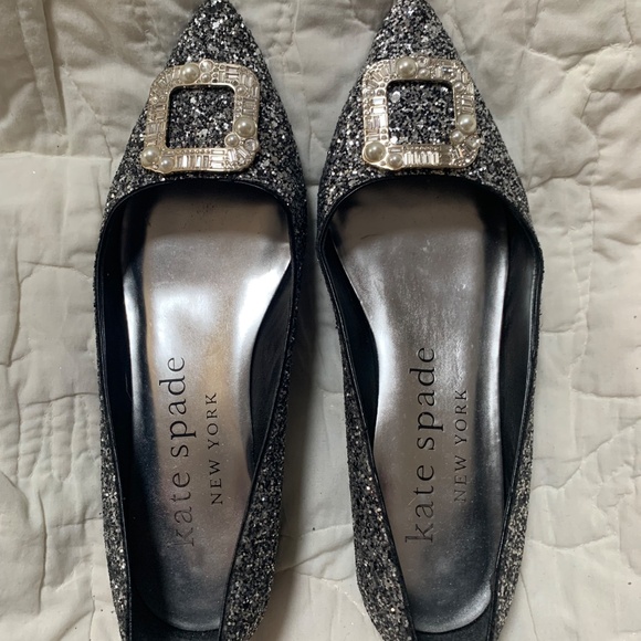 Kate Spade Buckle Up Glitter Flats Size 6.5 - Picture 10 of 10